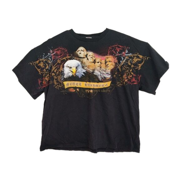 Mount Rushmore screen print front & back t-shirt, Men's XL, black, Delta - Picture 1 of 8
